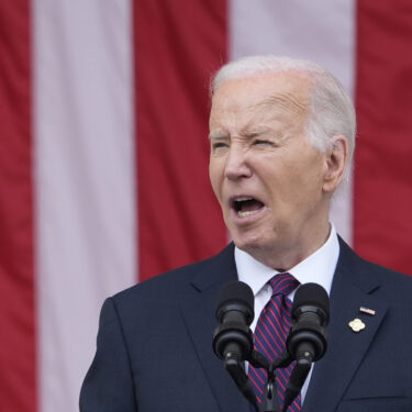 President Joe Biden delivers the Memorial Day Address at the 156th National Memorial Day Observance at Arlington National Cemetery in Arlington, Va., Monday, May 27, 2024. (AP Photo/Susan Walsh)