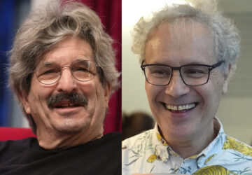 This photo combo shows 2024 Nobel Prize winners in physiology or medicine Gary Ruvkun, American molecular biologist, left, and Victor Ambros, professor of natural science at the University of Massachusetts Medical School, Monday, Oct. 7, 2024, in Newton, Mass. (AP Photo/Steven Senne)