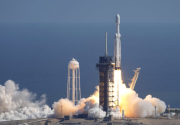 A SpaceX Falcon Heavy rocket with a NASA spacecraft bound for Jupiter lifts off from pad 39A at the Kennedy Space Center Monday, Oct. 14, 2024 in Cape Canaveral, Fla. (AP Photo/John Raoux)