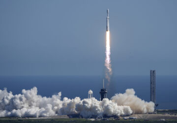 A SpaceX Falcon Heavy rocket with a NASA spacecraft bound for Jupiter lifts off from pad 39A at the Kennedy Space Center Monday, Oct. 14, 2024 in Cape Canaveral, Fla. (AP Photo/John Raoux)