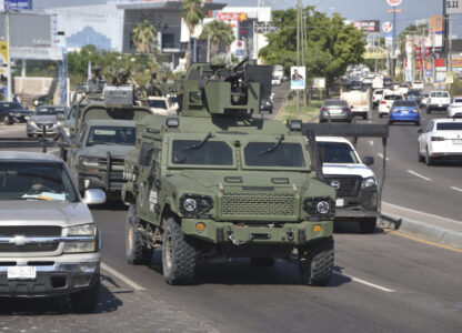 National Guards patrol the streets in Culiacan, Sinaloa state, Mexico, Monday, Oct. 14, 2024. (AP Photo)