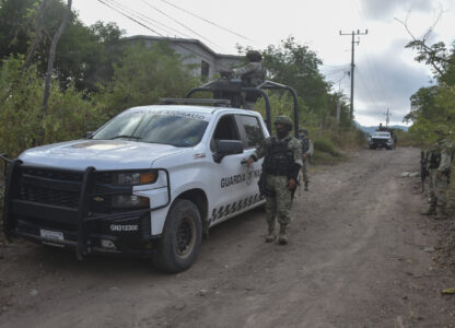 National Guards patrol a street in Culiacan, Sinaloa state, Mexico, Monday, Oct. 14, 2024. (AP Photo)