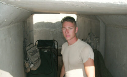 This undated photo provided by Amy Arthur in 2024 shows her husband, Chris Arthur, in Iraq. (Courtesy Amy Arthur via AP)