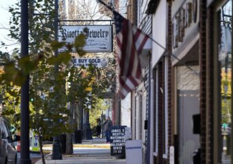 Downtown Philipsburg, Pa., is pictured, Thursday, Oct. 17, 2024. (AP Photo/Gene J. Puskar)