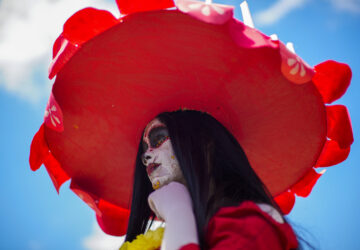 A reveler attends the annual zombie parade in Santiago, Chile, Sunday, Oct. 20, 2024. (AP Photo/Esteban Felix)