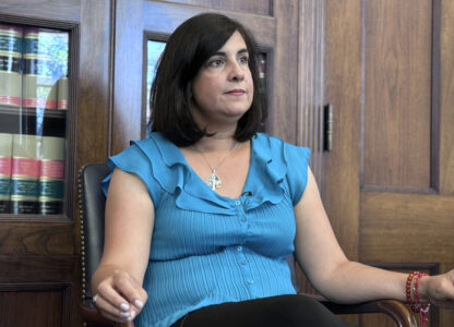 Rep. Nicole Malliotakis, R-NY, speaking in an interview with The Associated Press about working in the 118th Congress, on June 26, 2024, in Washington. (AP Photo/Mike Pesoli)