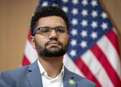 FILE - Rep. Maxwell Frost, D-Fla., listens during a panel discussion in Washington, Jan. 10, 2023. (AP Photo/Amanda Andrade-Rhoades, File)