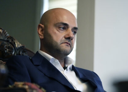 Assad Turfe, a Lebanese American and the deputy executive of Wayne County, recalls the detainment of his wife, during an interview, Oct. 23, 2024 in Dearborn, Mich. Turfe is among the few Arab American leaders in Michigan to have endorsed presidential candidate Kamala Harris. (AP Photo/Carlos Osorio)