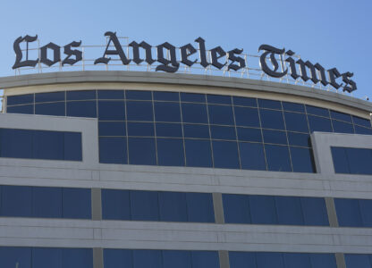 FILE - The Los Angeles Times newspaper headquarters is shown in El Segundo, Calif., Jan. 23, 2024. (AP Photo/Damian Dovarganes, File)