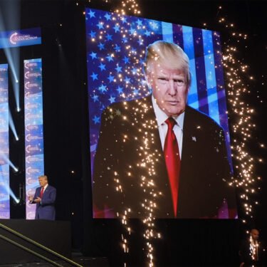 Republican presidential nominee former President Donald Trump arrives at a Turning Point Action campaign rally, Wednesday, Oct. 23, 2024, in Duluth, Ga. (AP Photo/Alex Brandon)