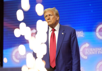 Republican presidential nominee former President Donald Trump watches at a campaign rally Wednesday, Oct. 23, 2024, in Duluth, Ga. (AP Photo/Alex Brandon)