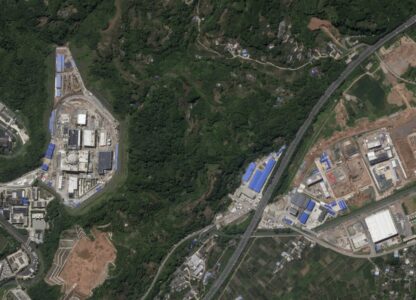 This satellite image from Planet Labs PBC shows the Nuclear Power Institute of China's Site No. 1, also known as Base 909, in Mucheng Township, Sichuan Province, China, July 5, 2023. (Planet Labs PBC via AP)