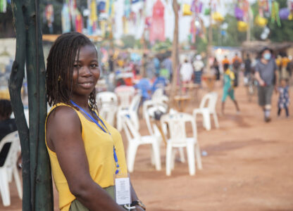 Hanifatou Dobila, the youngest director and actress to take part in Recreatrales, an international theater festival held in Ouagadougou, Burkina Faso, poses for a photo Monday, Oct. 28, 2024. (AP Photo/Kilaye Bationo)