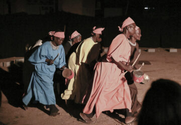 Actors participate in Recreatrales, an international theater festival held in Ouagadougou, Burkina Faso, Monday, Oct. 28, 2024. (AP Photo/Kilaye Bationo)