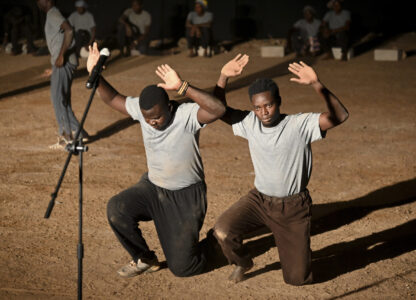 Actors participate in Recreatrales, an international theater festival held in Ouagadougou, Burkina Faso, Monday, Oct. 28, 2024. (AP Photo/Kilaye Bationo)