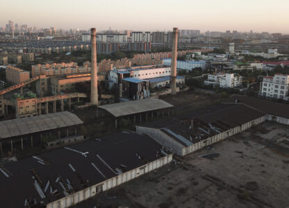 An abandoned factory of Dacheng Shenghua Feed company sits in Changchun, a city located in northwestern China's industrial rustbelt zone Jilin province on Oct. 12, 2024. (AP Photo/Dake Kang)