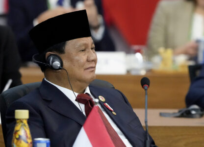 Indonesia's President Prabowo Subianto attends the G20 Summit leaders meeting in Rio de Janeiro, Monday, Nov. 18, 2024. (AP Photo/Eraldo Peres)