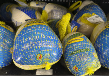 Frozen whole turkey breast is displayed at a Walmart store in Milford, Conn., on Saturday, Nov. 16, 2024. (AP Photo/Peter Morgan)