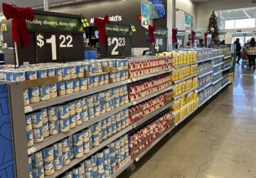 Items to include in holiday dinners are displayed at a Walmart store in Secaucus, N.J., on Wednesday, Nov. 13, 2024. (AP Photo/Anne D'Innocenzio)