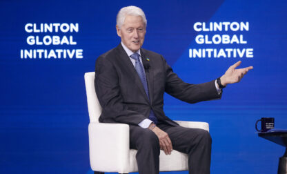 FILE - Bill Clinton, Founder and Board Chair of the Clinton Foundation & 42nd President of the United States, speaks during the Clinton Global Initiative on Monday, Sept. 23, 2024, in New York. (AP Photo/Andres Kudacki, File)