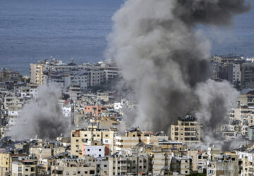 Smoke rises after an Israeli airstrike on Dahiyeh, in the southern suburb of Beirut, Lebanon, Monday, Nov. 25, 2024. (AP Photo/Bilal Hussein)