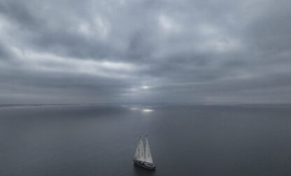 The sailboat 'Grain de Sail II' sails off Saint Malo, western France, Nov. 6, 2024. (AP Photo/Thibault Camus)