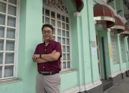 Miguel de Senna Fernandes, president of Macanese Association, poses for a photograph in Macao, on Nov. 11, 2024. (AP Photo/Anthony Kwan)