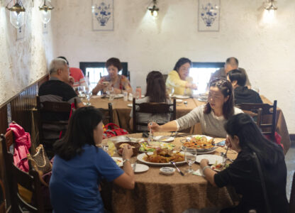 Customers dine during lunch hour at the family-run Restaurante Litoral in Macao, on Nov. 11, 2024. (AP Photo/Anthony Kwan)