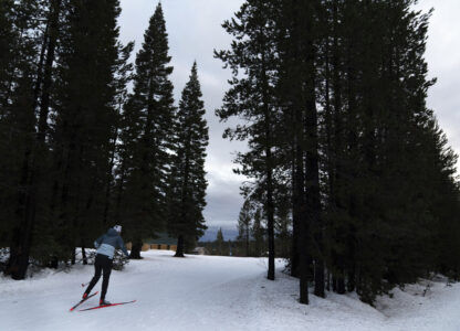 Two-time Olympian Joan Wilder skis at the Meissner Nordic Community Ski Area within the Deschutes National Forest on Nov. 22, 2024, in Deschutes County near Bend, Ore. (AP Photo/Jenny Kane)