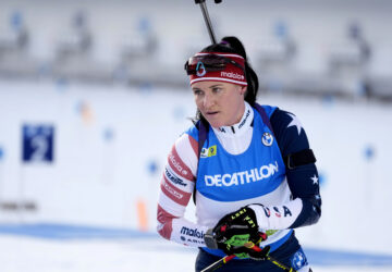 FILE - Joanne Reid, of the United States, competes during the women's 7.5 km sprint competition at the Biathlon World Cup event in Pokljuka, Slovenia, on Jan. 5, 2023. (AP Photo/Darko Bandic, File)