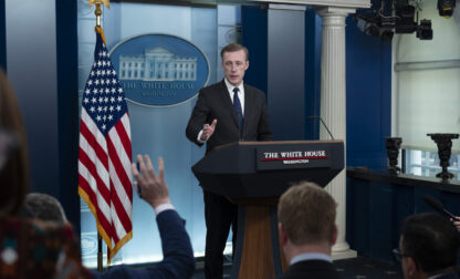 White House national security advisor Jake Sullivan speaks during the daily briefing at the White House in Washington, Wednesday, Nov. 13, 2024. (AP Photo/Ben Curtis)