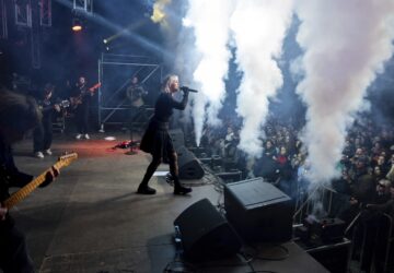 Indie rock band Renie Cares performs during the presentation of the music album Epoch, a collaboration between Ukrainian artists and the 3rd Assault Brigade, in Kyiv, Ukraine, Saturday, Dec. 7, 2024. (AP Photo/Alex Babenko)