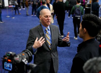 Gary Shapiro, CEO of the Consumer Technology Association, talks during an interview at 2025 CES Unveiled, Sunday, Jan. 5, 2025, in Las Vegas. (AP Photo/Jack Dempsey)