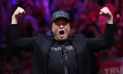 FILE - Elon Musk speaks before Republican presidential nominee former President Donald Trump at a campaign rally at Madison Square Garden on Oct. 27, 2024, in New York. (AP Photo/Evan Vucci, File)