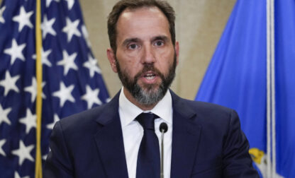 FILE - Special counsel Jack Smith speaks to the media about an indictment of former President Donald Trump, Aug. 1, 2023, at an office of the Department of Justice in Washington. (AP Photo/J. Scott Applewhite, File)