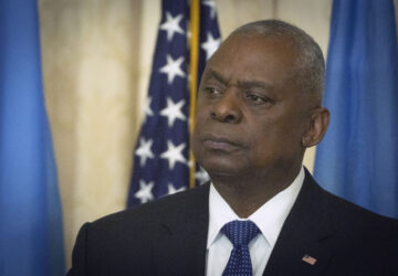 FILE - US Secretary of Defence Lloyd Austin makes a speech at Diplomatic Academy of Ukraine in Kyiv, Ukraine, Monday, Oct. 21, 2024. (AP Photo/Efrem Lukatsky, File)