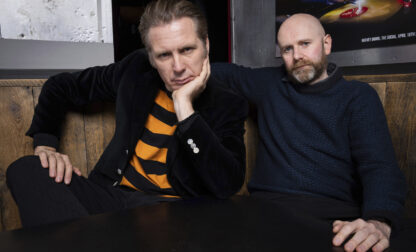 Alex Kapranos, left, and Bob Hardy of Franz Ferdinand pose, Thursday, Nov. 28, 2024, in London. (Photo by Scott A Garfitt/Invision/AP)