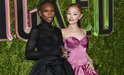 FILE - Cynthia Erivo, left, and Ariana Grande attend the premiere of 