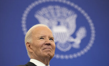 President Joe Biden waits to speak about foreign policy at the State Department in Washington, Monday, Jan. 13, 2025. (AP Photo/Susan Walsh)