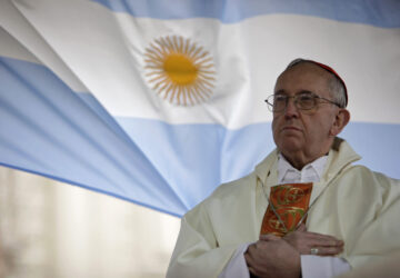 FILE - Argentina's Cardinal Jorge Bergoglio giving a mass outside the San Cayetano church in Buenos Aires, Aug. 7, 2009. (AP Photo/Natacha Pisarenko, File)