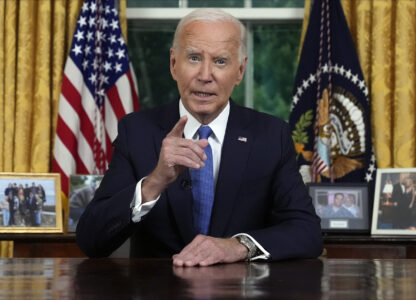 FILE - President Joe Biden addresses the nation from the Oval Office of the White House in Washington, July 24, 2024, about his decision to drop his Democratic presidential reelection bid. (AP Photo/Evan Vucci, Pool, File)