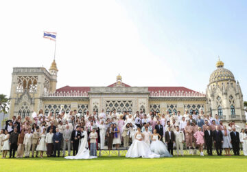 A group of LGBTQ pose for a picture as a part of celebration of a marriage equality bill at Government house in Bangkok, Thailand, on Jan. 15, 2025. (AP Photo/Jirasak jivawavatanawanit)