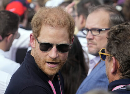 FILE -Prince Harry, The Duke of Sussex, attends the Formula One U.S. Grand Prix auto race at Circuit of the Americas, Oct. 22, 2023, in Austin, Texas. (AP Photo/Darron Cummings), File)