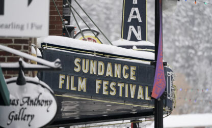 The marquee of the Egyptian Theatre is shown Thursday, Jan. 28, 2021, in Park City, Utah. (AP Photo/Rick Bowmer)