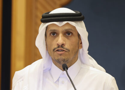 FILE - Qatar's Prime Minister Sheikh Mohammed Bin Abdulrahman Al Thani speaks at a joint press conference with the U.S. secretary of state in Doha, Qatar, June 12, 2024. (Ibraheem Al Omari/AP File)