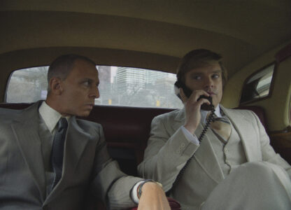 This image released by Briarcliff Entertainment shows Jeremy Strong, left, and Sebastian Stan in a scene from the film 