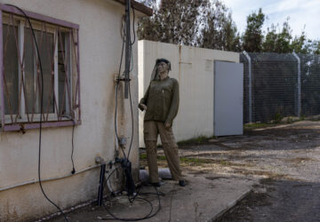 A mannequin with military clothing used as a decoy during the 14-month war between Hezbollah and Israel stands in Kibbutz Manara, on the border with Lebanon, northern Israel, Jan. 5, 2025. (AP Photo/Ariel Schalit)