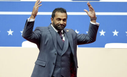 Kash Patel, President Donald Trump's pick to be the director of the FBI, arrives to speak at an Inauguration parade in Washington, Monday, Jan. 20, 2025. (AP Photo/Matt Rourke)