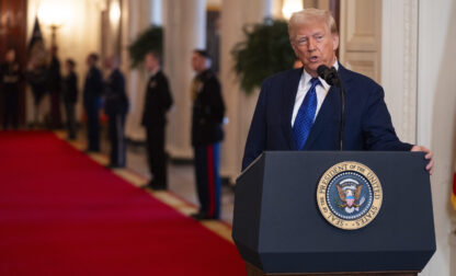 President Donald Trump speaks before signing the Laken Riley Act in the East Room of the White House, Wednesday, Jan. 29, 2025, in Washington. (AP Photo/Evan Vucci)