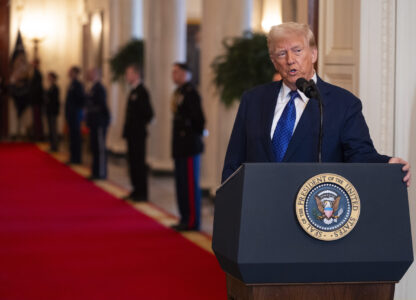 President Donald Trump speaks before signing the Laken Riley Act in the East Room of the White House, Wednesday, Jan. 29, 2025, in Washington. (AP Photo/Evan Vucci)